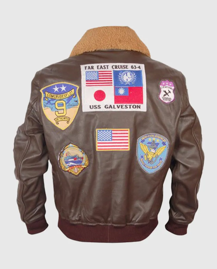 Top Gun Brown Bomber Leather Jacket
