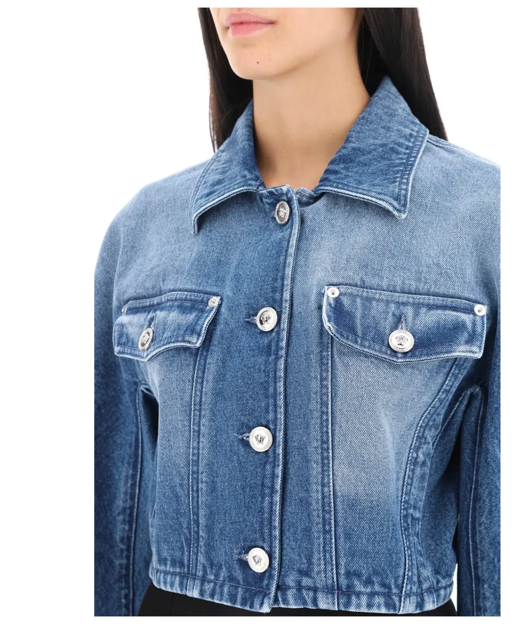 Versace Cropped Women Denim Jacket