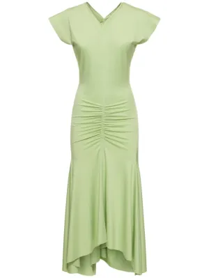 Victoria Beckham   Gathered jersey midi dress 