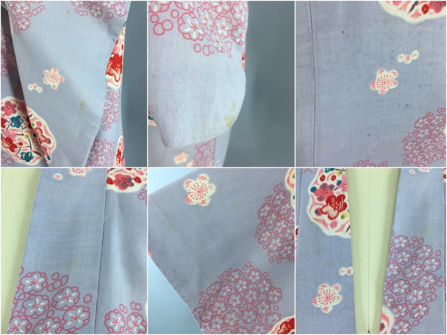 Vintage 1940s Vintage Kimono Jacket / Haori Kimono Cardigan / Grey Floral Print Cotton