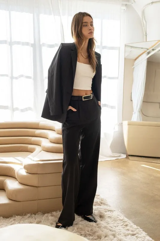 Wide Leg Dress Pants - Black