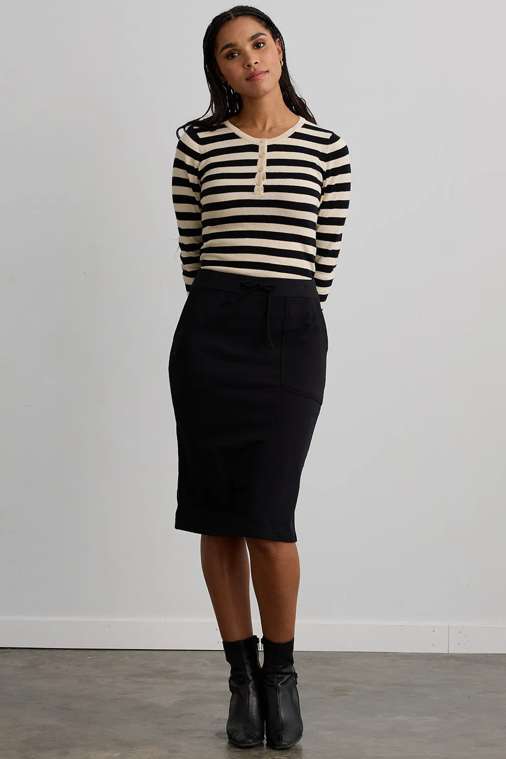 Women's Organic Cotton Midi Skirt with Pockets