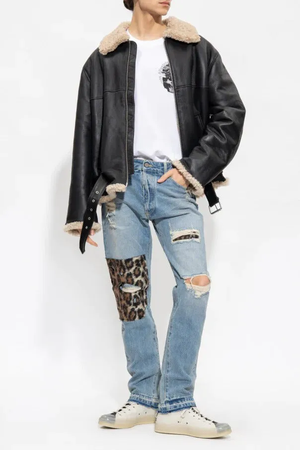 Women's Shearling Lined Black Aviator Flight Jacket